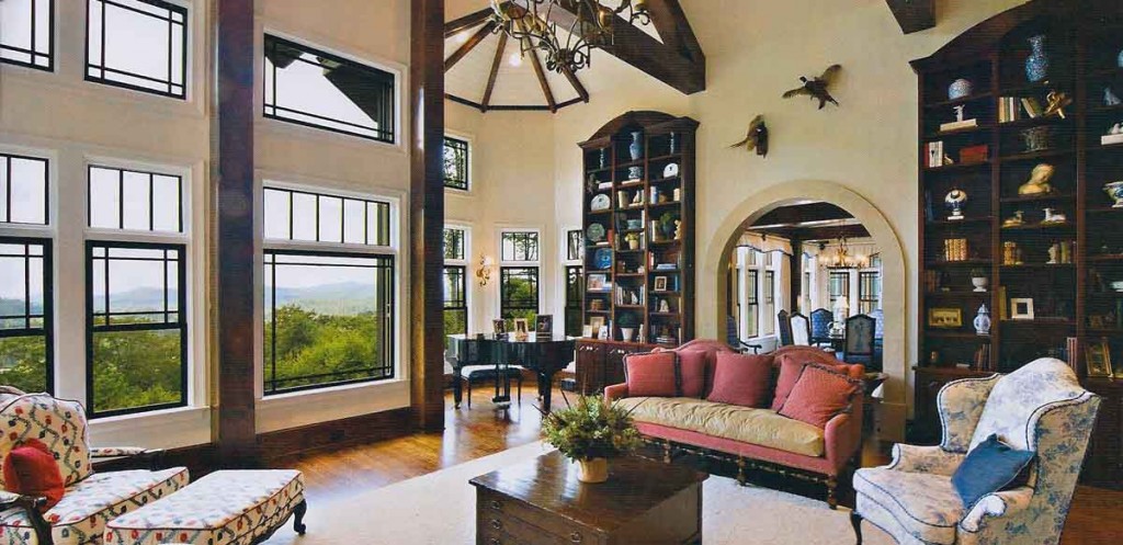 Big views of your beautiful acreage through giant window areas. Custom home architects, luxury home architects, post and beam architects, timber frame architects.