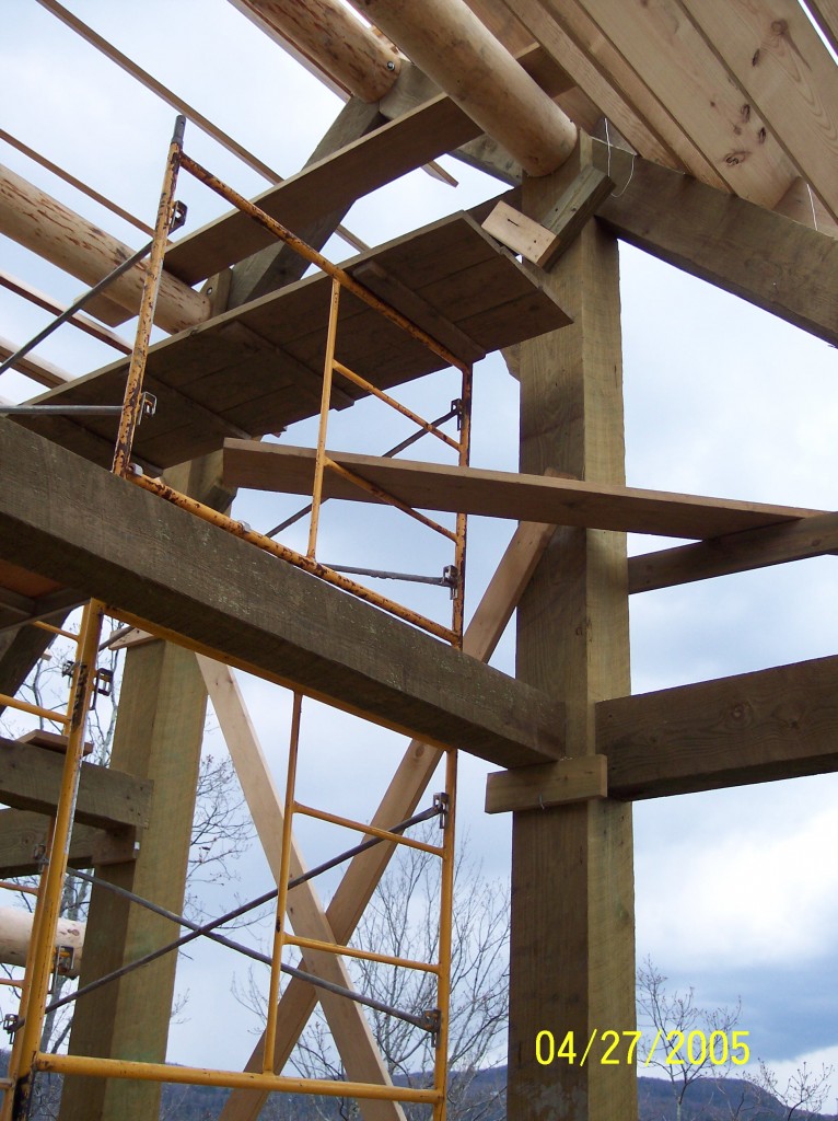 (C)Copyright That Architect, All Rights Reserved Worldwide.  Falcon Cliff Lodge rear porch construction photo by That Architect.
