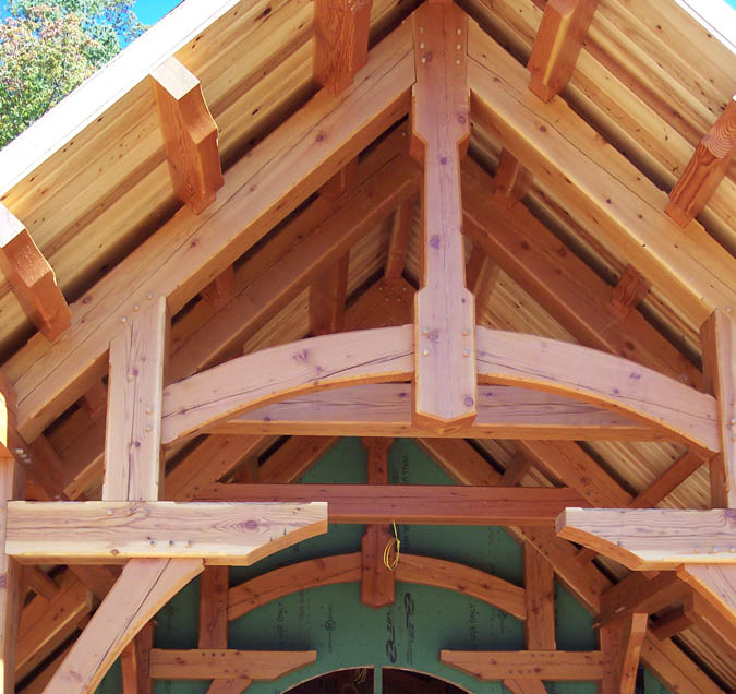 Detail of post and beam homes. Actually, this is also timber frame, as you can tell by the expert joinery and Douglas fir timber used. This for an estate home designed by That Architect. (C)Copyright 2005-2010 That Architect, All Rights Reserved Worldwide.