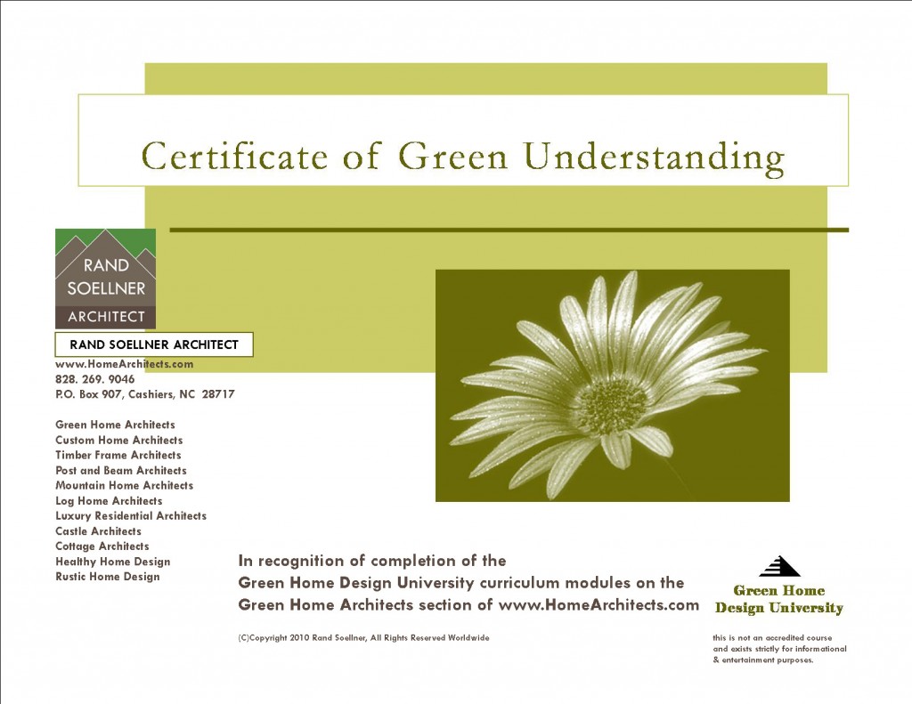 certificate of green understanding